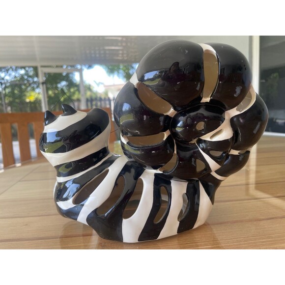 SWAK Clancy Cat Votive Holder  Lynda Corneille Black White Cat Figurine 8" - Picture 4 of 9